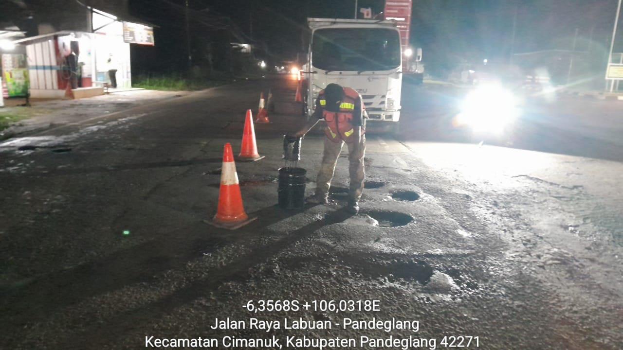Satker PJN Wilayah 1 BPJN Banten Kebut Perbaiki Jalan Nasional Rangkasbitung-Labuan
