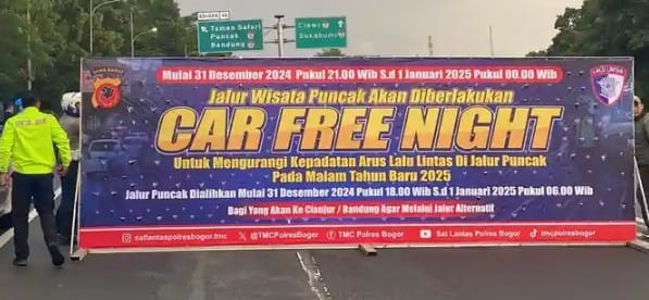 Polres Bogor Berlakukan Car Free Night Dijalur Wisata Puncak Jelang Malam Pergantian Tahun Baru