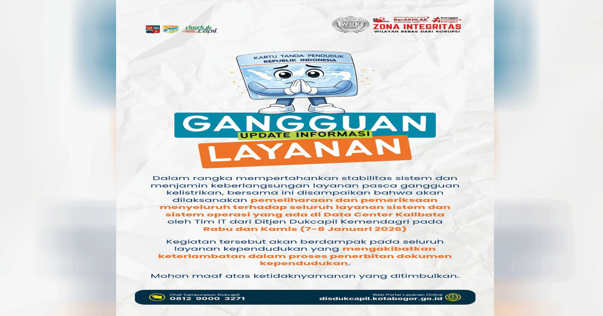 Disdukcapil Kota Bogor Pastikan Layanan Tetap Berjalan Meski Alami Keterlambatan