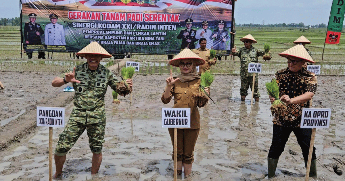 Tanam Padi Serentak di Lampung Timur, Kodam XXI/Radin Inten Dorong Lompatan Produksi Pangan