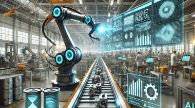 Ilustrasi pabrik pintar di China yang memanfaatkan teknologi kecerdasan buatan untuk mendukung industrialisasi dan kemandirian AI nasional.