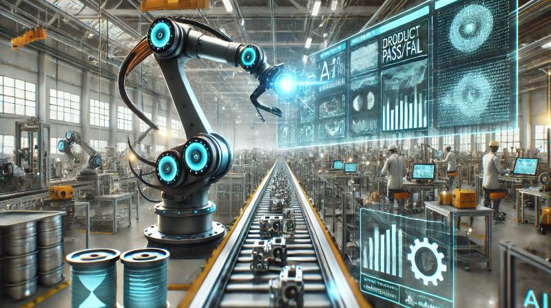 Ilustrasi pabrik pintar di China yang memanfaatkan teknologi kecerdasan buatan untuk mendukung industrialisasi dan kemandirian AI nasional.