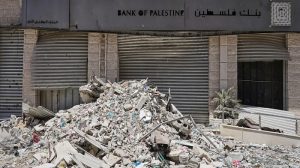 Reruntuhan dan dampak ekonomi di Gaza, bangunan yang hancur menggambarkan kerusakan infrastruktur dan sistem ekonomi yang porak‑poranda akibat konflik. Foto: Euronews for Hallonews