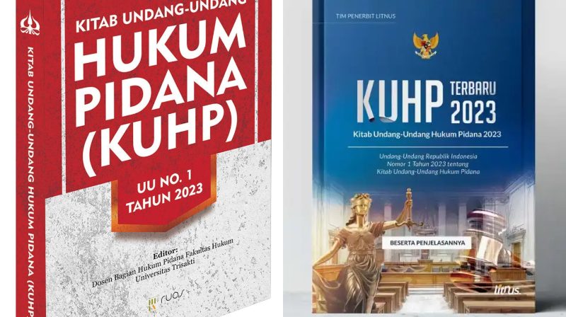 Buku Kitab Udang-Udang Hukum Pidana (KUHP) yang baru. Pemberlakuan KUHP dan KUHAP Nasional menandai era baru hukum Indonesia.