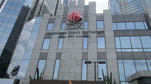 Tampak Gedung Bursa Efek Indonesia (BEI) di Jakarta sebagai pusat perdagangan pasar modal Indonesia.