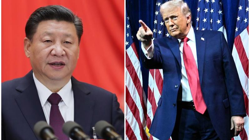 Kolase foto Xi Jinping dan Donald Trump yang menggambarkan ketegangan geopolitik antara China dan Amerika Serikat terkait Venezuela dan pengaruh di Amerika Latin.