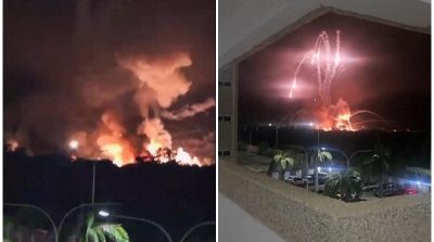 Asap mengepul di Caracas usai serangan udara AS yang diklaim menangkap Presiden Venezuela Nicolás Maduro.