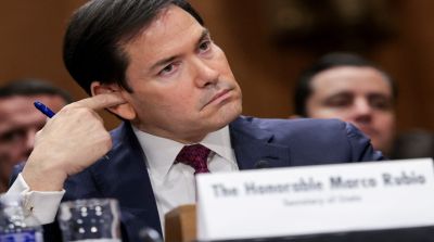Marco Rubio berbicara dalam sidang Komite Hubungan Luar Negeri Senat Amerika Serikat.