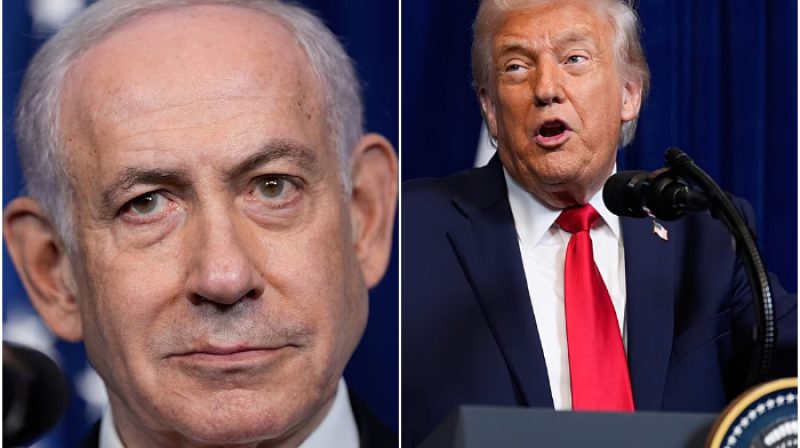 Presiden AS Donald Trump dan Perdana Menteri Israel Benjamin Netanyahu saat konferensi pers membahas fase kedua gencatan senjata Gaza.