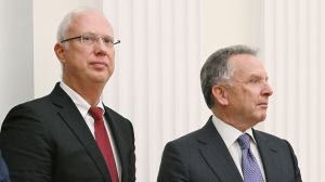 Utusan khusus Presiden AS Steve Witkoff dan utusan khusus Presiden Rusia Kirill Dmitriev menghadiri pertemuan di Kremlin, Moskow, Rusia, pada 2 Desember 2025.