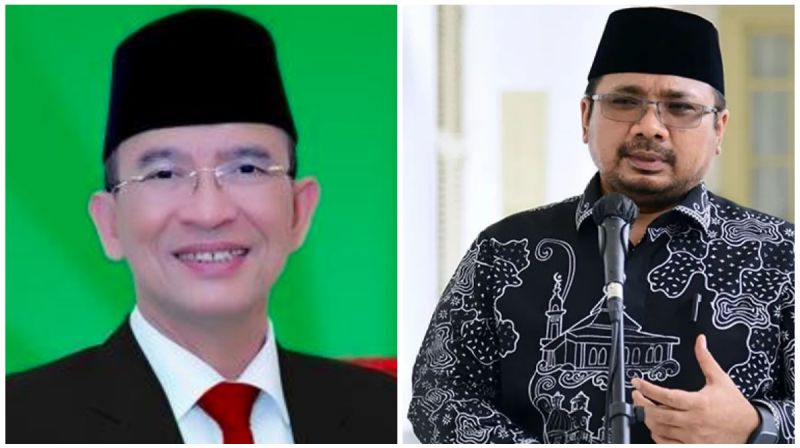 Kolase foto Suryadharma Ali dan Yaqut Cholil Qoumas, dua mantan Menteri Agama yang terjerat kasus korupsi di Kementerian Agama Indonesia.
